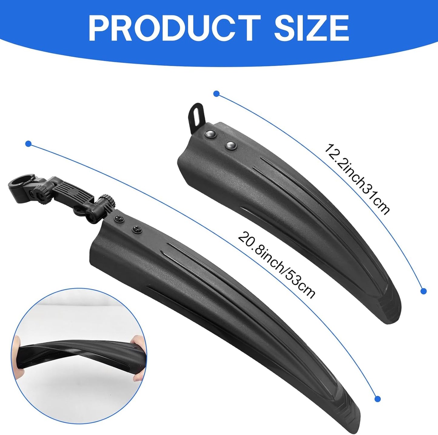 CNMTCCO Bike Mudguard Set, Portable Bicycle Cycling Front and Rear Mudguards, Adjustable Mud Guards for Road MTB Mountain Bike