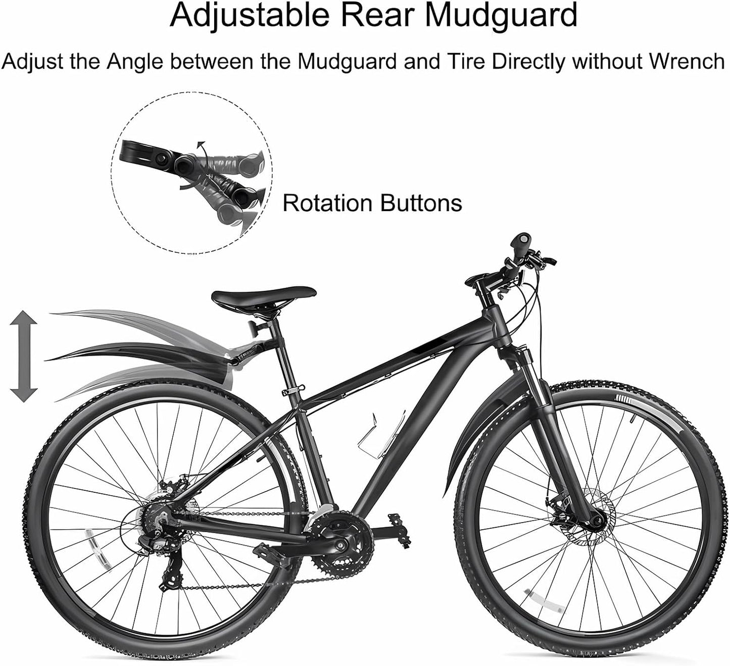 CNMTCCO Bike Mudguard Set, Portable Bicycle Cycling Front and Rear Mudguards, Adjustable Mud Guards for Road MTB Mountain Bike