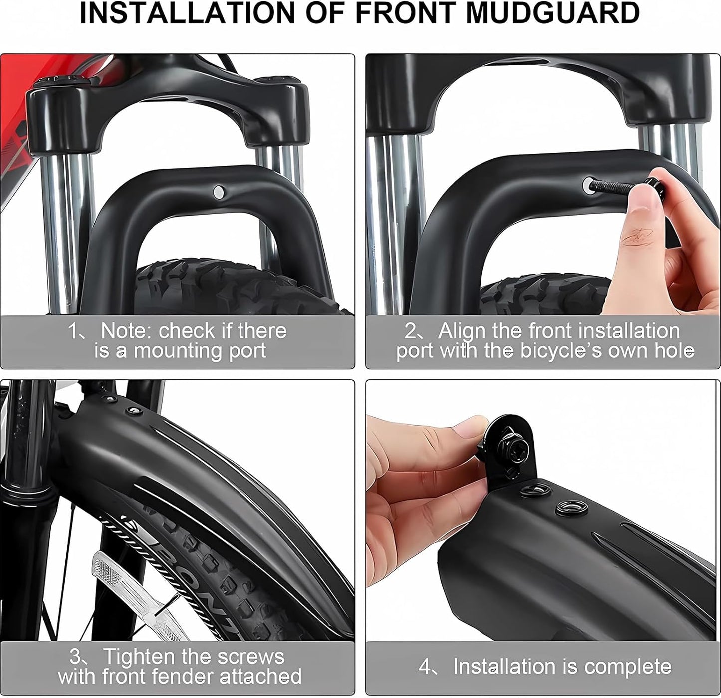 CNMTCCO Bike Mudguard Set, Portable Bicycle Cycling Front and Rear Mudguards, Adjustable Mud Guards for Road MTB Mountain Bike