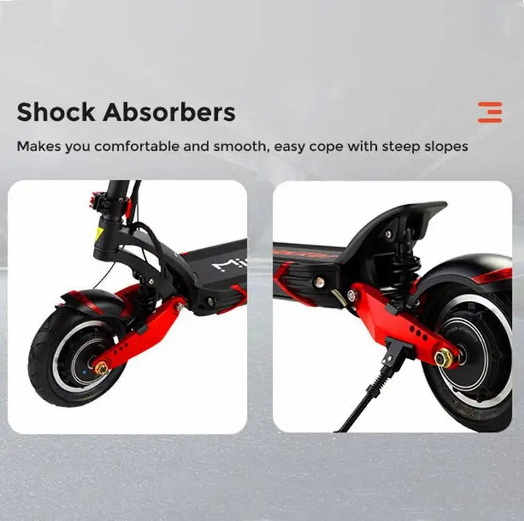 Front wheel suspension of Miniwalker MW10-DDM ensuring comfortable handling