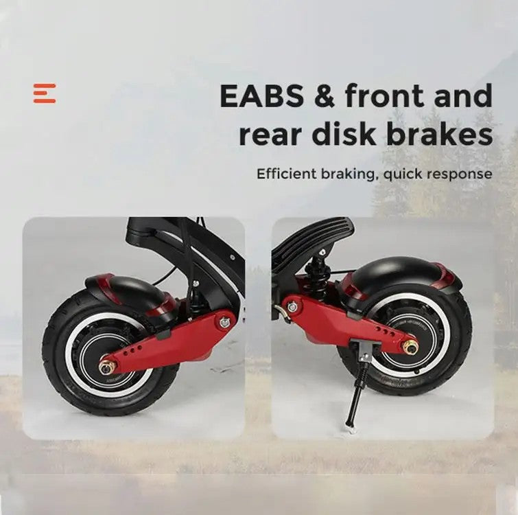 Miniwalker MW10-DDM Electric Scooter with EABS and front and rear disk brakes.