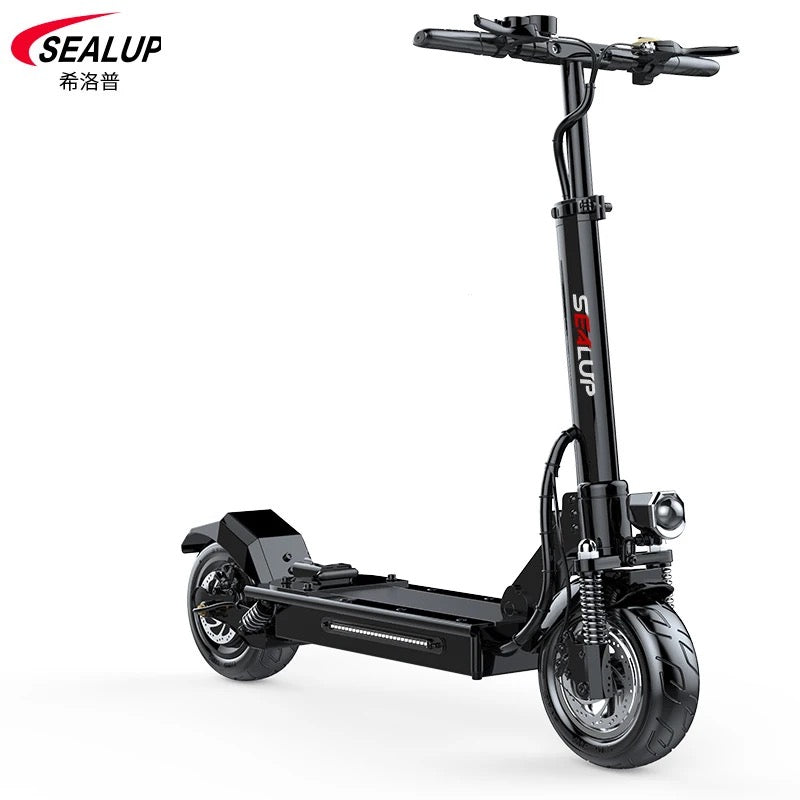 Front view of Sealup Q7 electric scooter with LED headlight