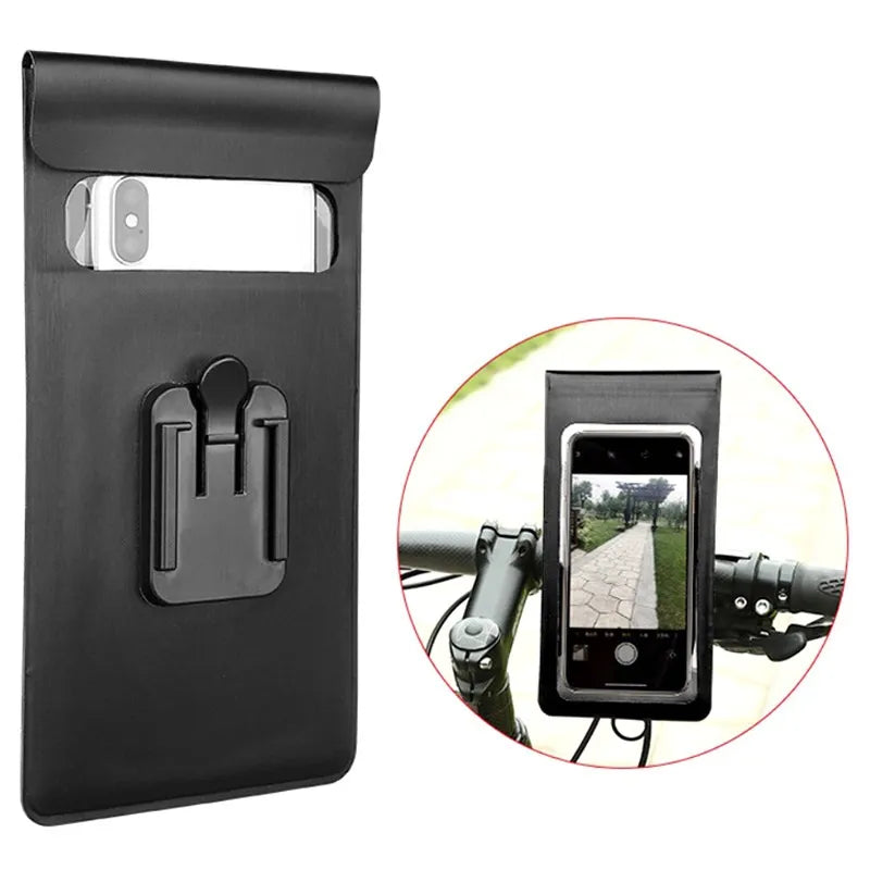 Universal waterproof bicycle phone holder 6" camera view options