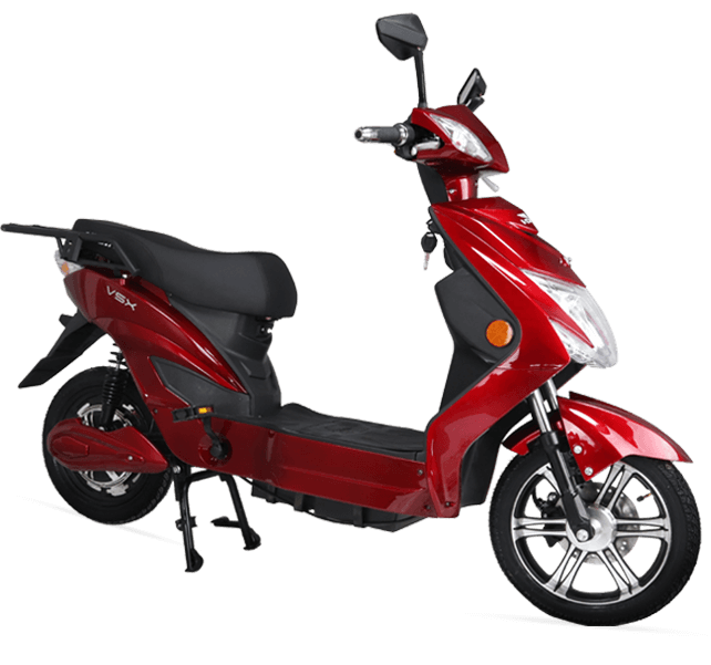 Electric VSX Volta motorcycle with metallic finish and integrated lighting