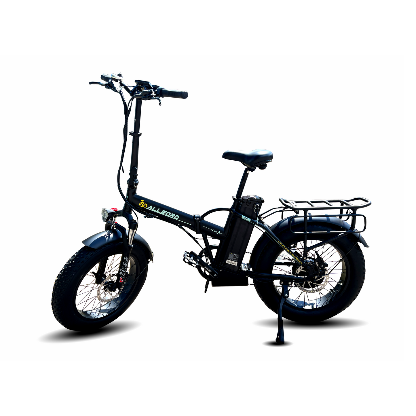 Side perspective of Allegro Electric Bike showing off its sleek black finish