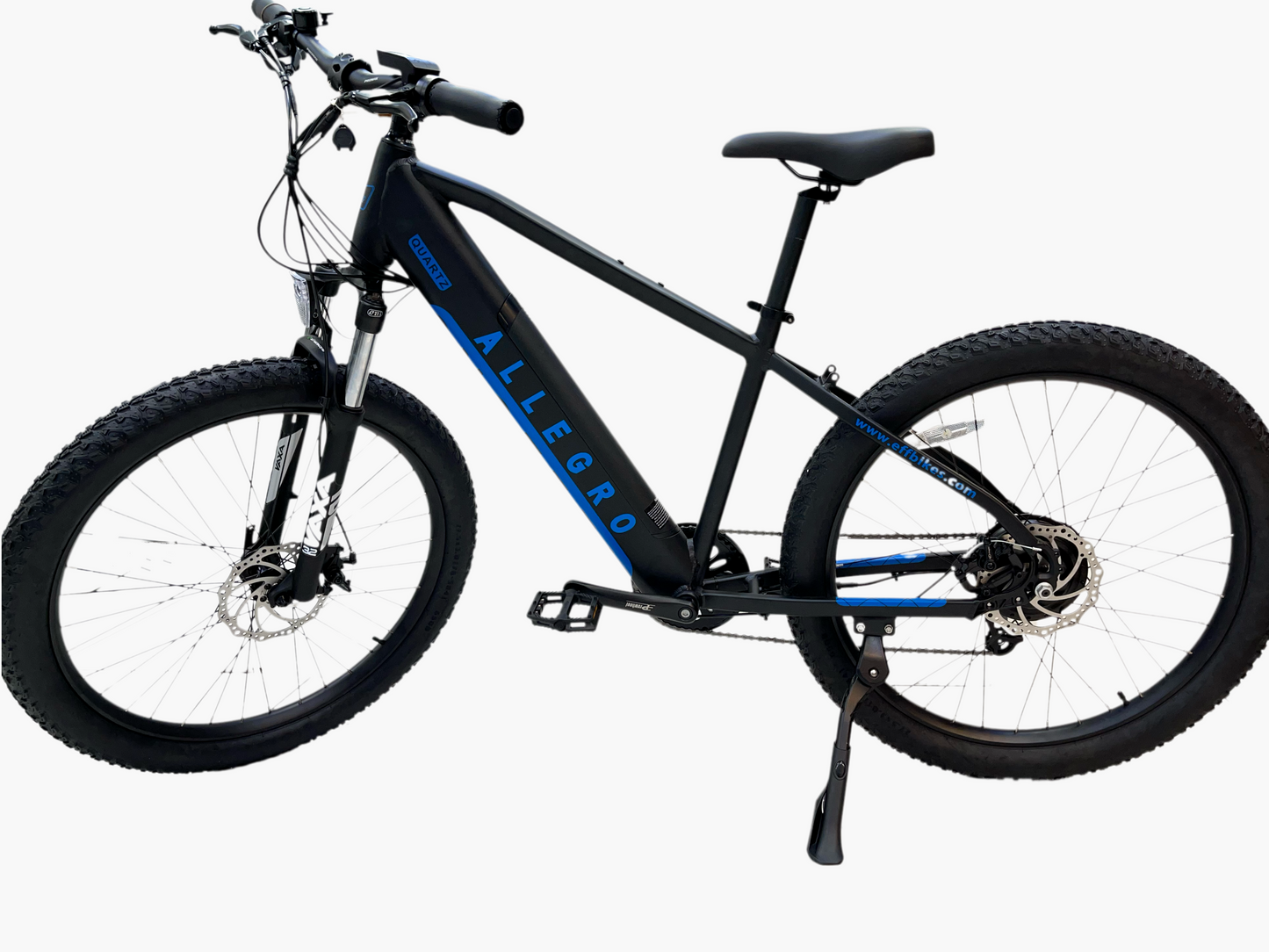 Black Eff Bike Allegro Quartz Electric Bike showcasing side profile and wheels