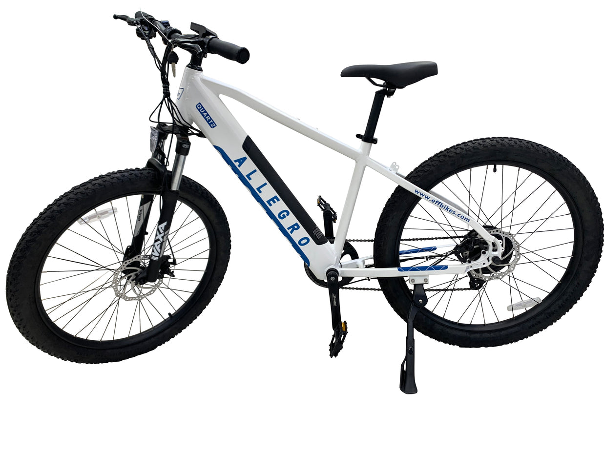 Eff Bike Allegro Quartz white model, side look showing electric bike features