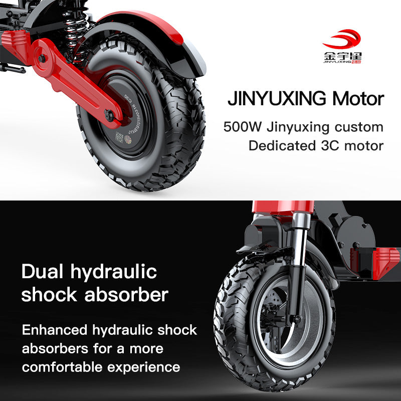 Sealup Electric Scooter q18 showcasing the 500W Jinyuxing custom motor and dual shock absorber